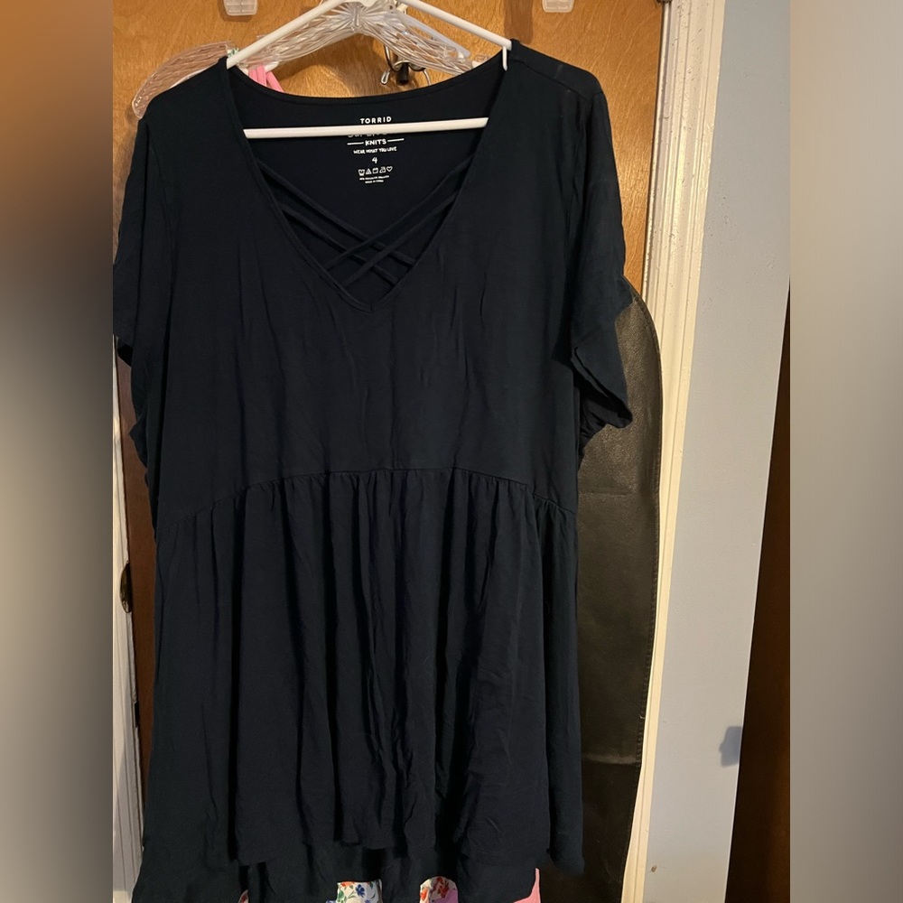 Navy babydoll top